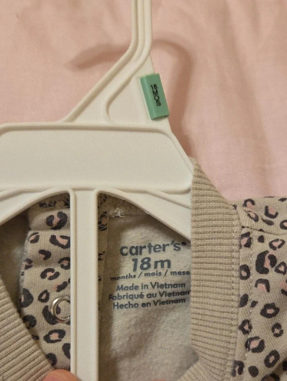 Carter's Beige 18M Leopard-Print Long Sleeve Dress